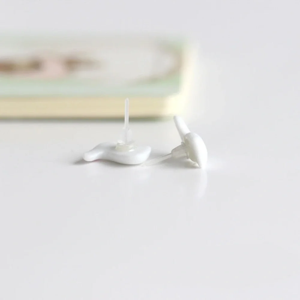 Ceramic white bunny rabbits Easter earrings gift - Picture 3 of 7